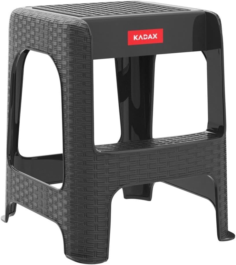 KADAX Hocker aus Kunststoff-Recyclingmaterialien, Tritthocker bis 160 kg, Rattanhocker mit Antirutsc