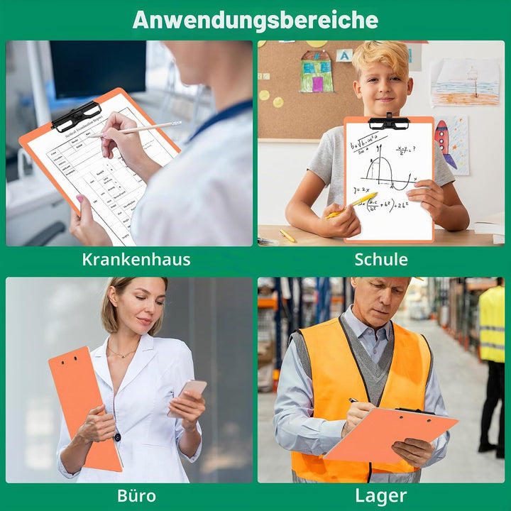FRETONBA Klemmbrett A4, 6er Klemmbretter mit Stifthalter, Kunststoff Klemmmappe A4, Clipboard zum Au