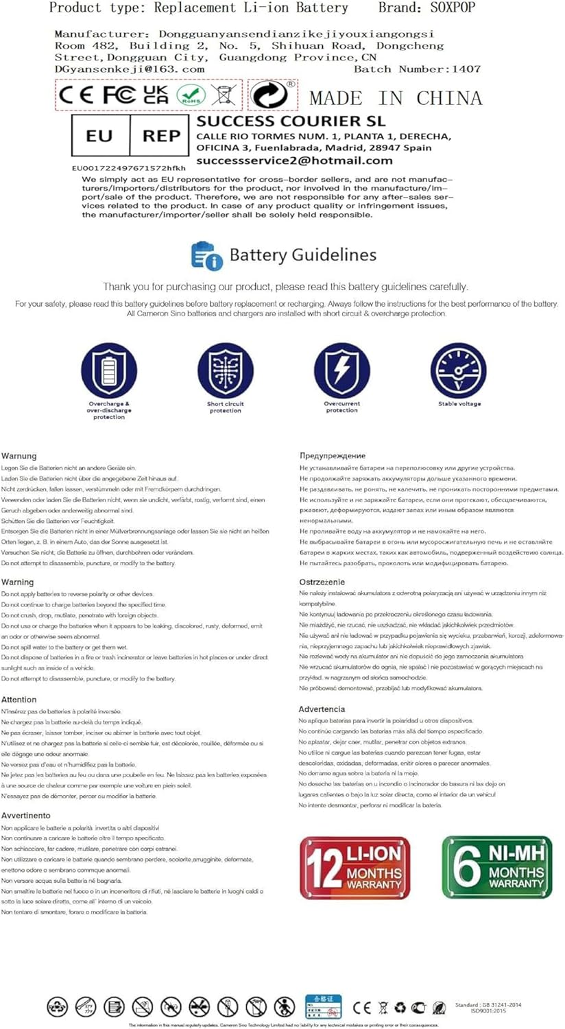 4,0 Ah Akku für iLife Zaco Home Cleaner Heimroboter, Kompatibel mit V5s Pro,V5x, V4, V3, V3s Pro, V8