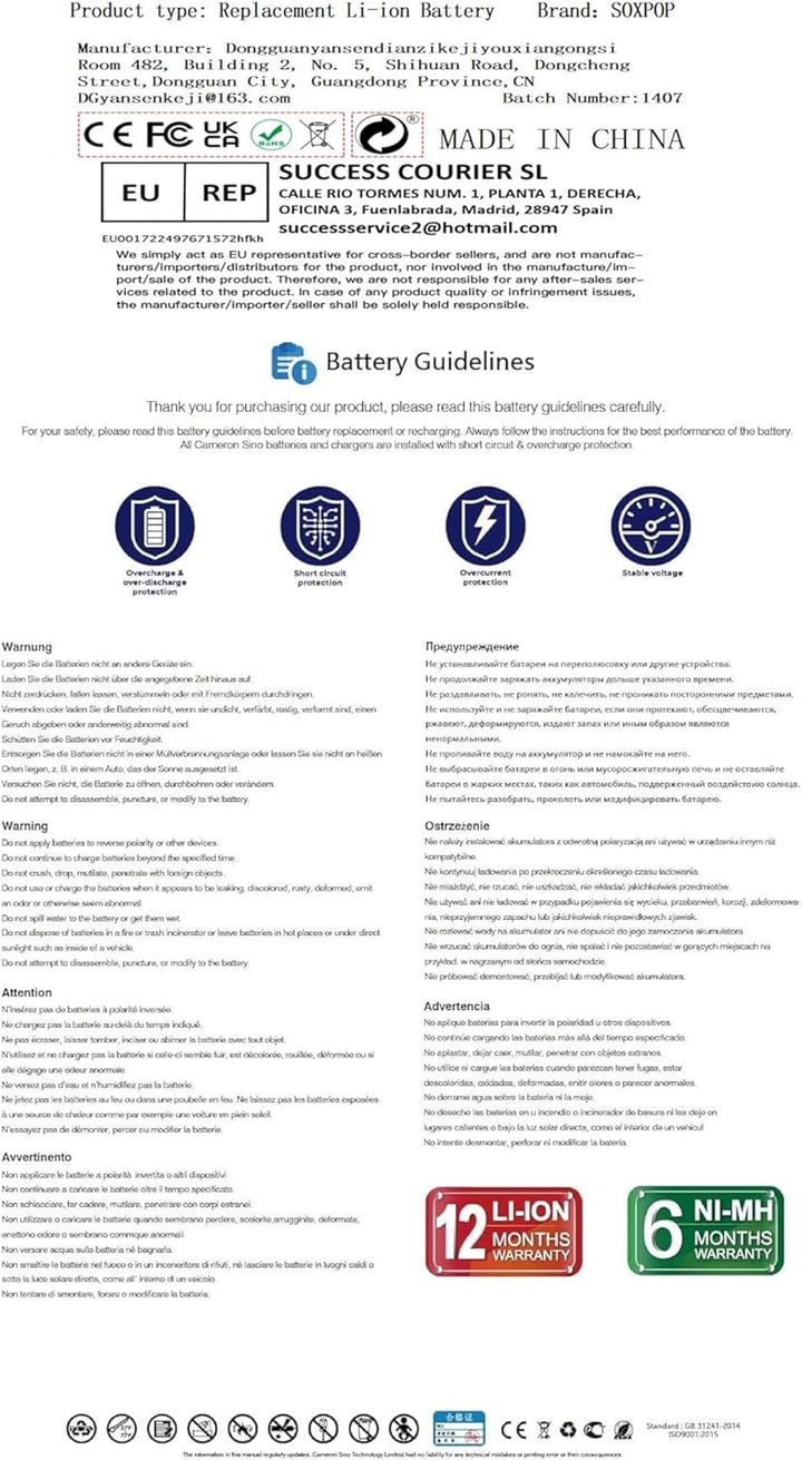 4,0 Ah Akku für iLife Zaco Home Cleaner Heimroboter, Kompatibel mit V5s Pro,V5x, V4, V3, V3s Pro, V8