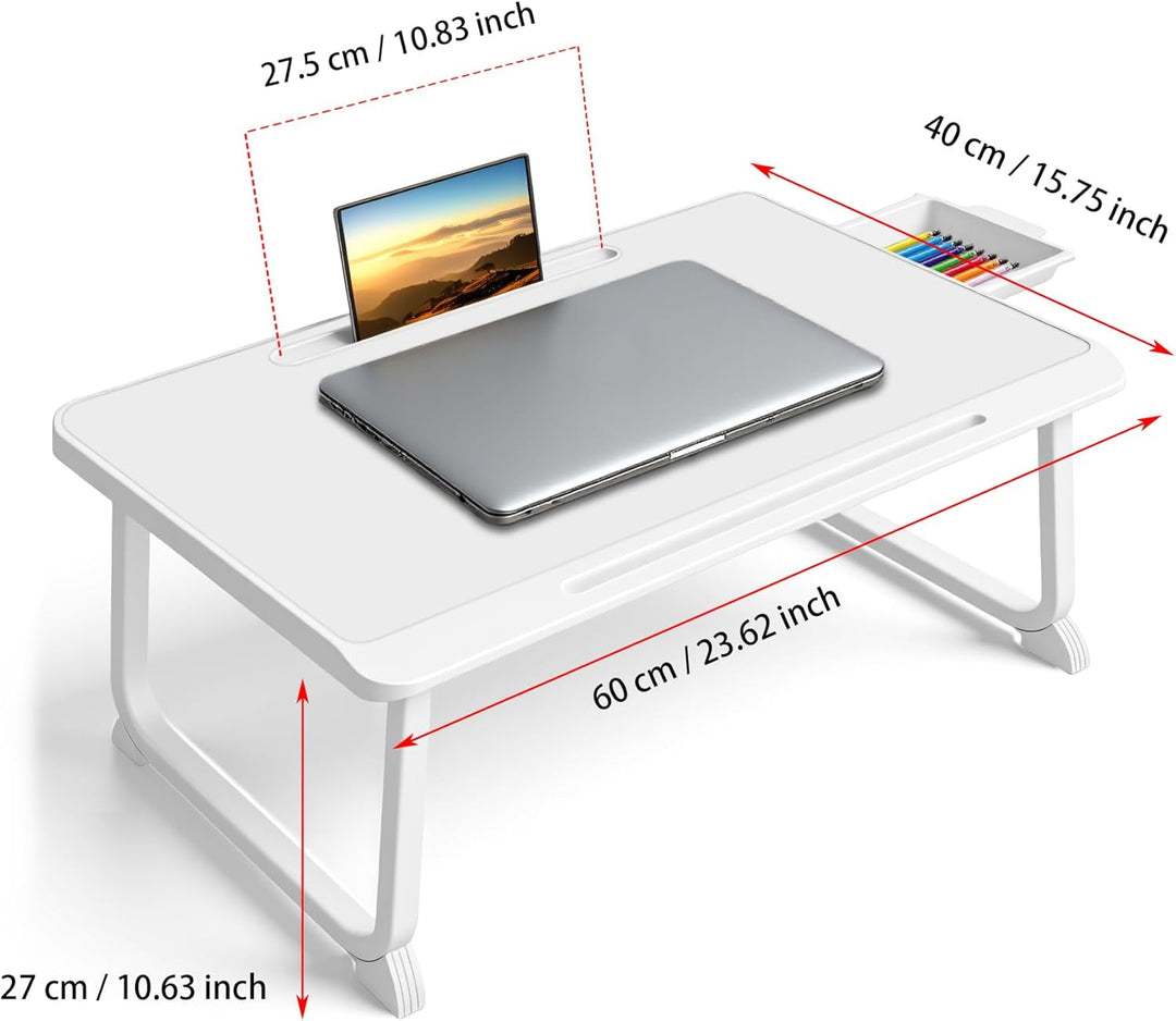Laptop Bett Tisch - Schreibtisch, Nachttisch mit Schublade, für Laptop, Lesen, Schreiben, Essen und