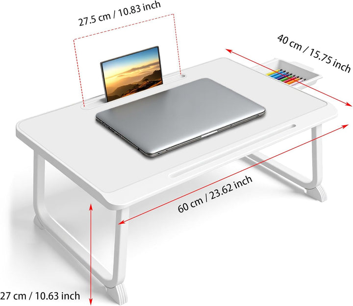 Laptop Bett Tisch - Schreibtisch, Nachttisch mit Schublade, für Laptop, Lesen, Schreiben, Essen und