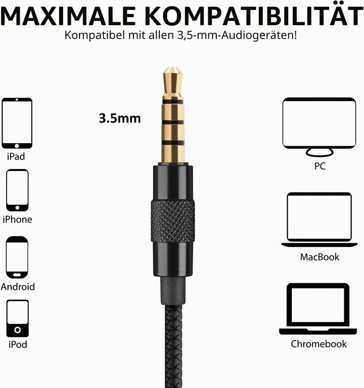 LUDOS SPECTA Kopfhörer In-Ear Ohrhörer mit Kabel und Mikrofon, 5 Jahre Garantie, Universal-Mikrofon