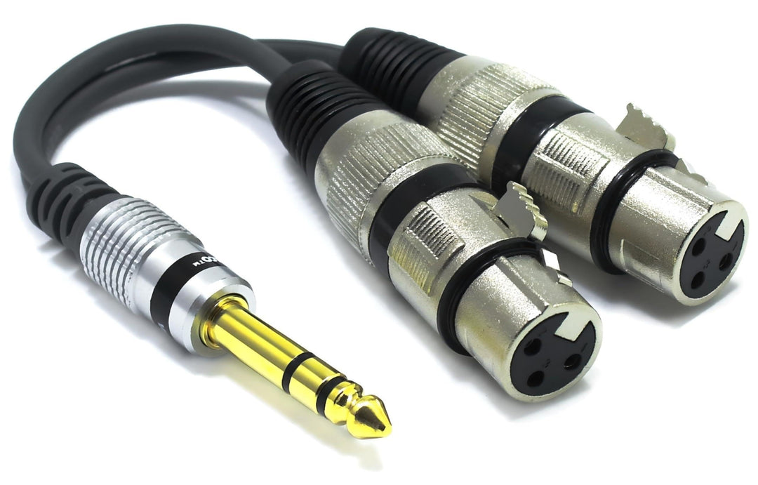 2x XLR Buchse auf 6,3mm Stereo Klinke Adapter Mikrofon 3 Polig auf 6.3 TRS Klinkenstecker Audio Kabe