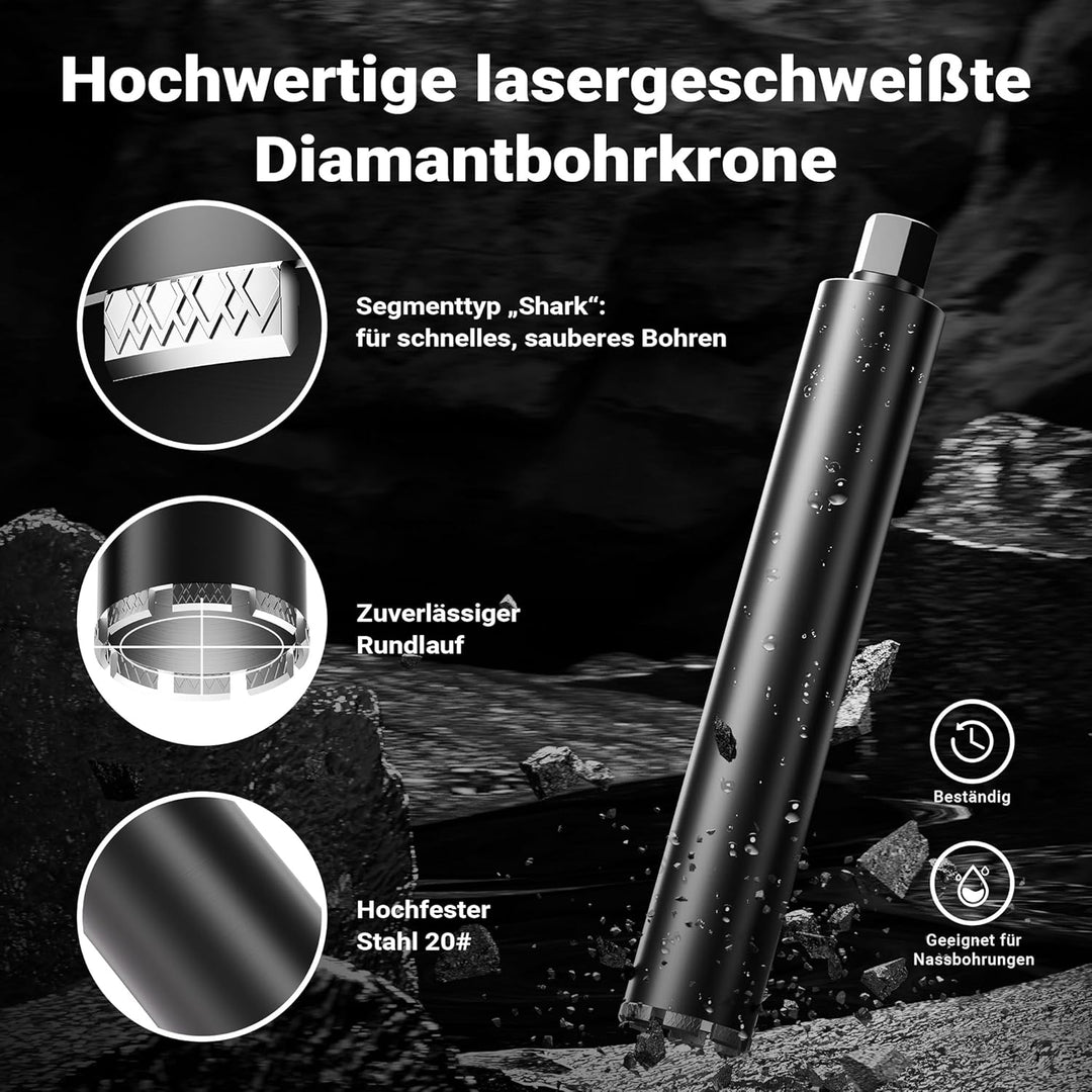 Wiltec Diamantbohrkrone Typ 2 (Mesh) Ø 82 mm, Bohrkrone 450 mm, 1¼ UNC Nassbohrkrone, Diamantbohrer