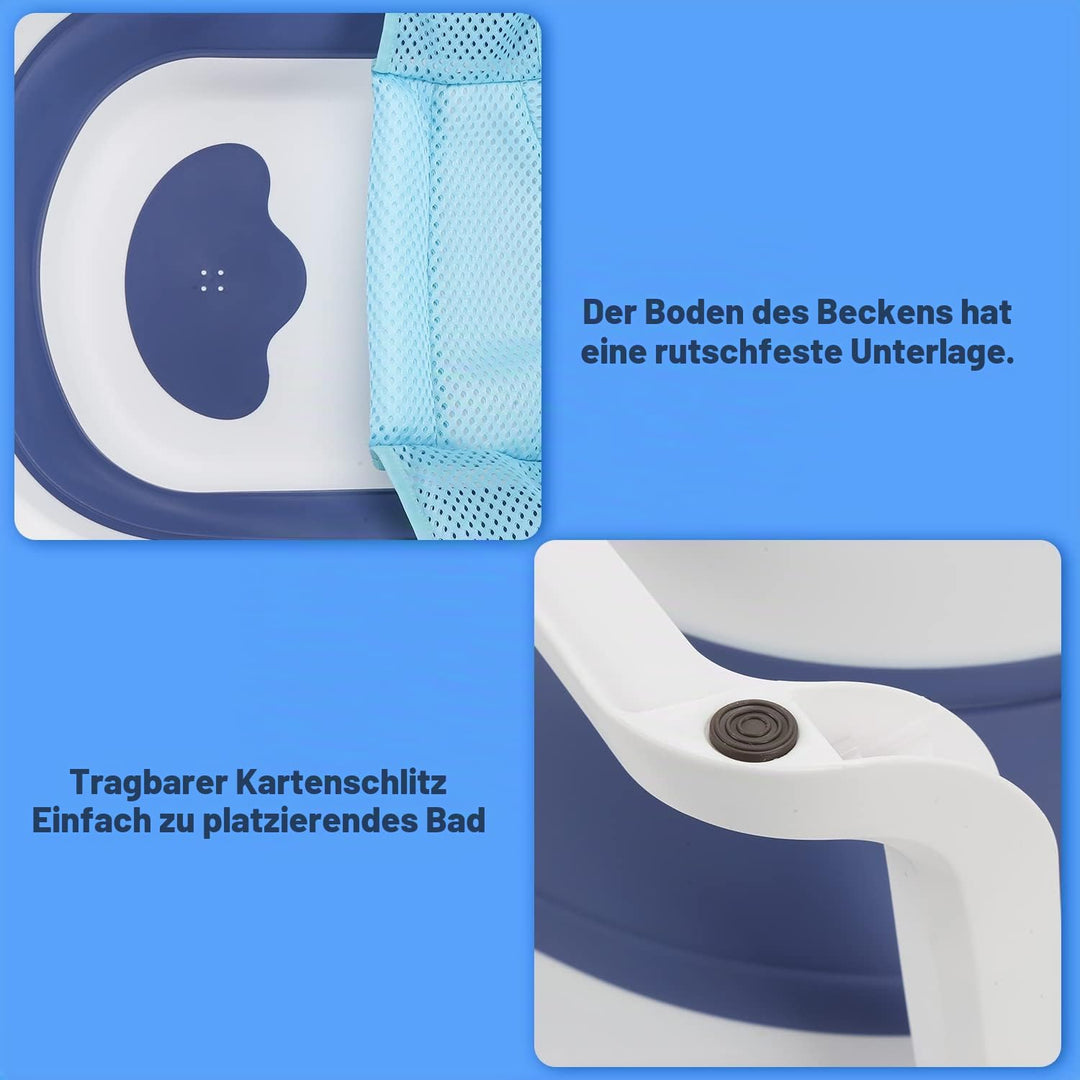 50L Baby Badewanne, Faltbare babywanne mit Anti Stütze, baby wanne mit Echtzeit-Temperaturmessung, B