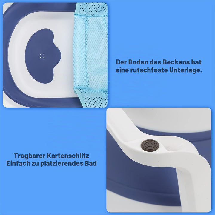 50L Baby Badewanne, Faltbare babywanne mit Anti Stütze, baby wanne mit Echtzeit-Temperaturmessung, B
