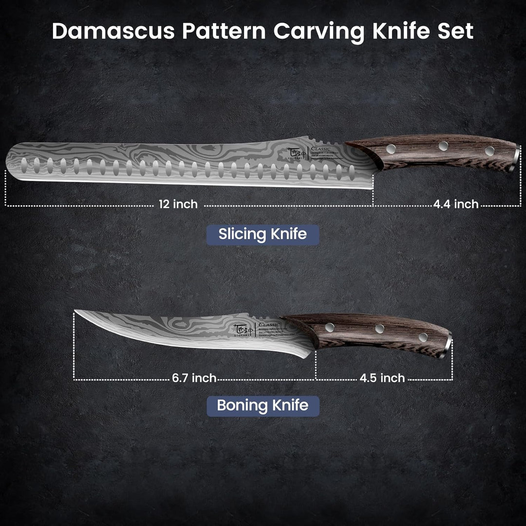 Fleischermesser Set 2-teilig, Küchenmesser zum Schneiden von Fleisch, Hackmesser, Ausbeinmesser & Ze