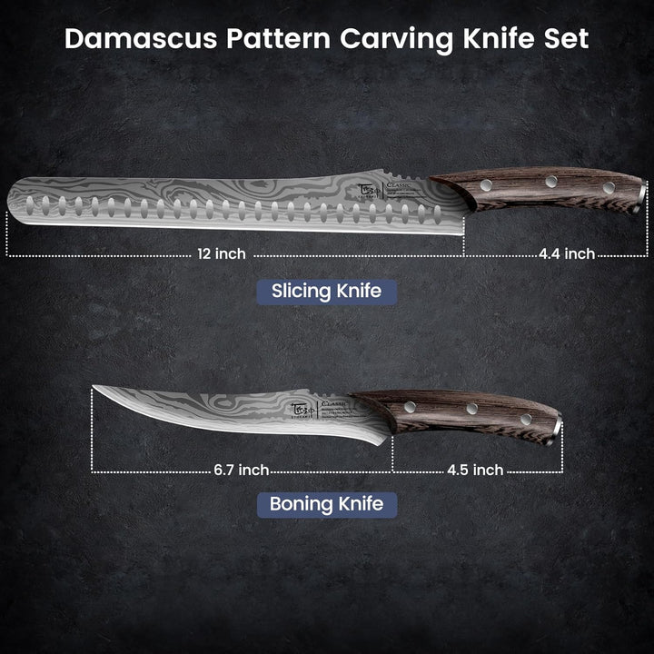 Fleischermesser Set 2-teilig, Küchenmesser zum Schneiden von Fleisch, Hackmesser, Ausbeinmesser & Ze