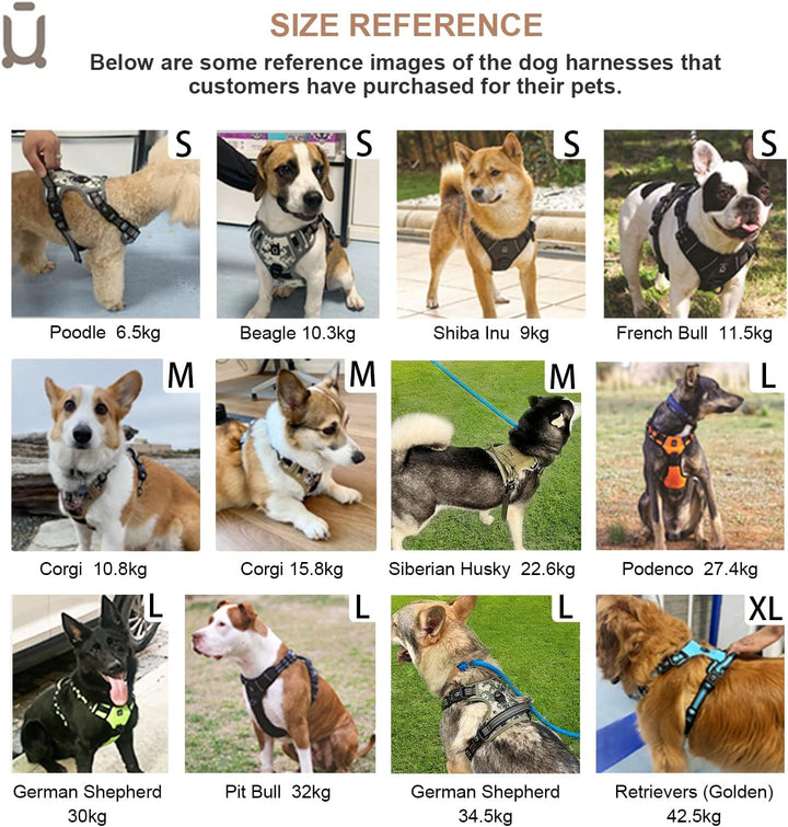 Hundegeschirr, No-Pull Hundegeschirr, Brustgeschirr für kleine, Grosse, mittelgrosse Hunde, Weich At