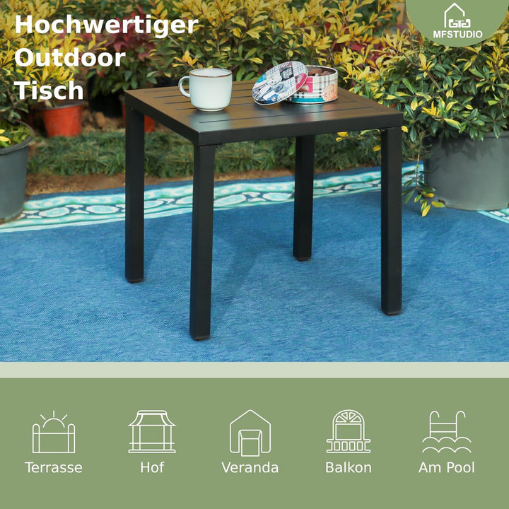 MFSTUDIO Gartentisch Wetterfest 48 cm, Balkontisch, Beistelltisch Outdoor aus Metall, Gartentisch fü