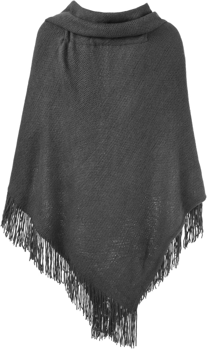 Ferand Damen Poncho Locker sitzender Cape Schal mit offener Vorderseite für Herbst und Winter Dunkel