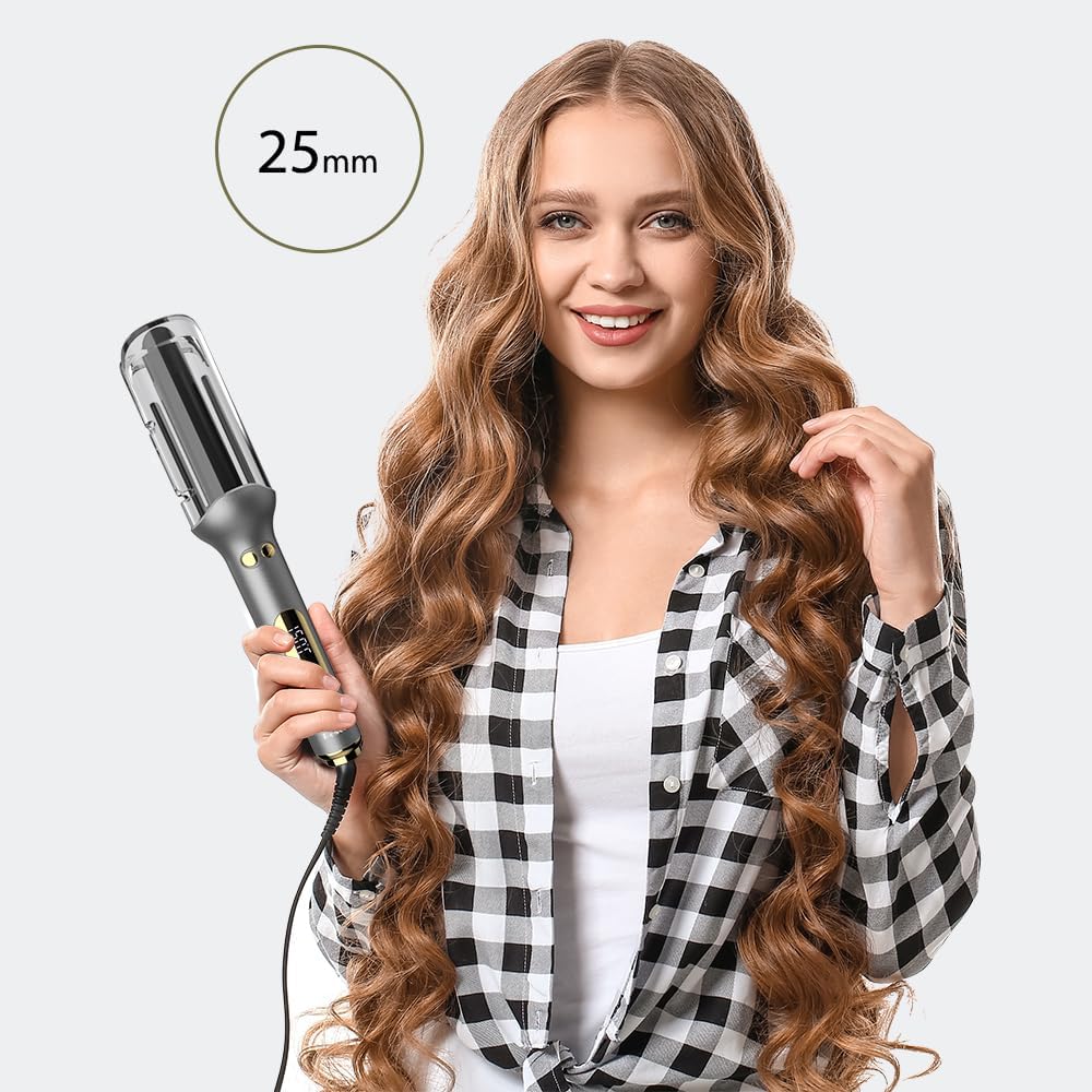Lockenstab Automatisch Rotierender 25mm mit 14 Temperaturstufen (100-230°C) | Anti-Verbrennungs Hair