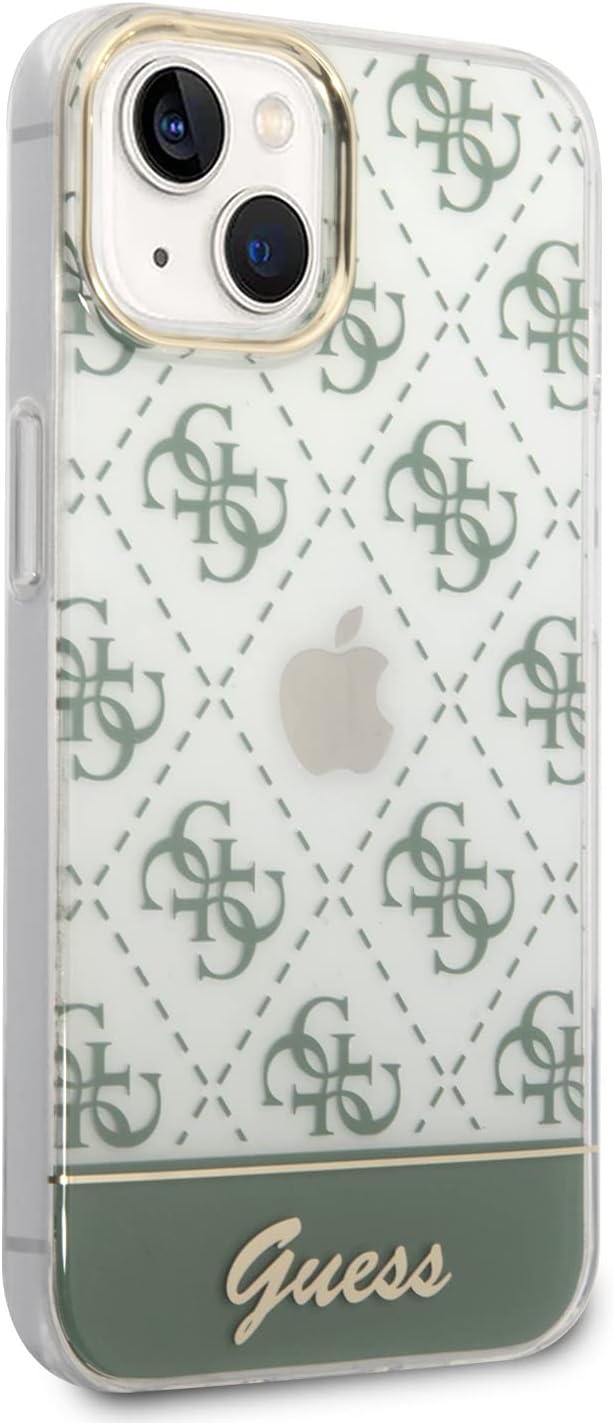 Guess 4G Pattern Script Collection Hardcase Hülle Cover für Apple iPhone 14 Plus Khaki