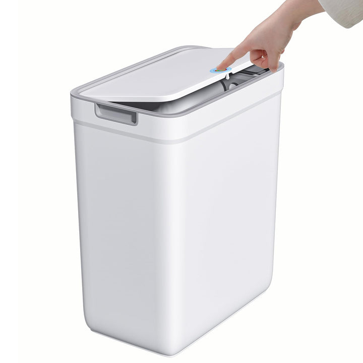 MOPUP Badezimmer-Mülleimer mit Deckel, 12.7 Liter/2,8 Gallonen, schmaler Mülleimer, Druckknopfdeckel