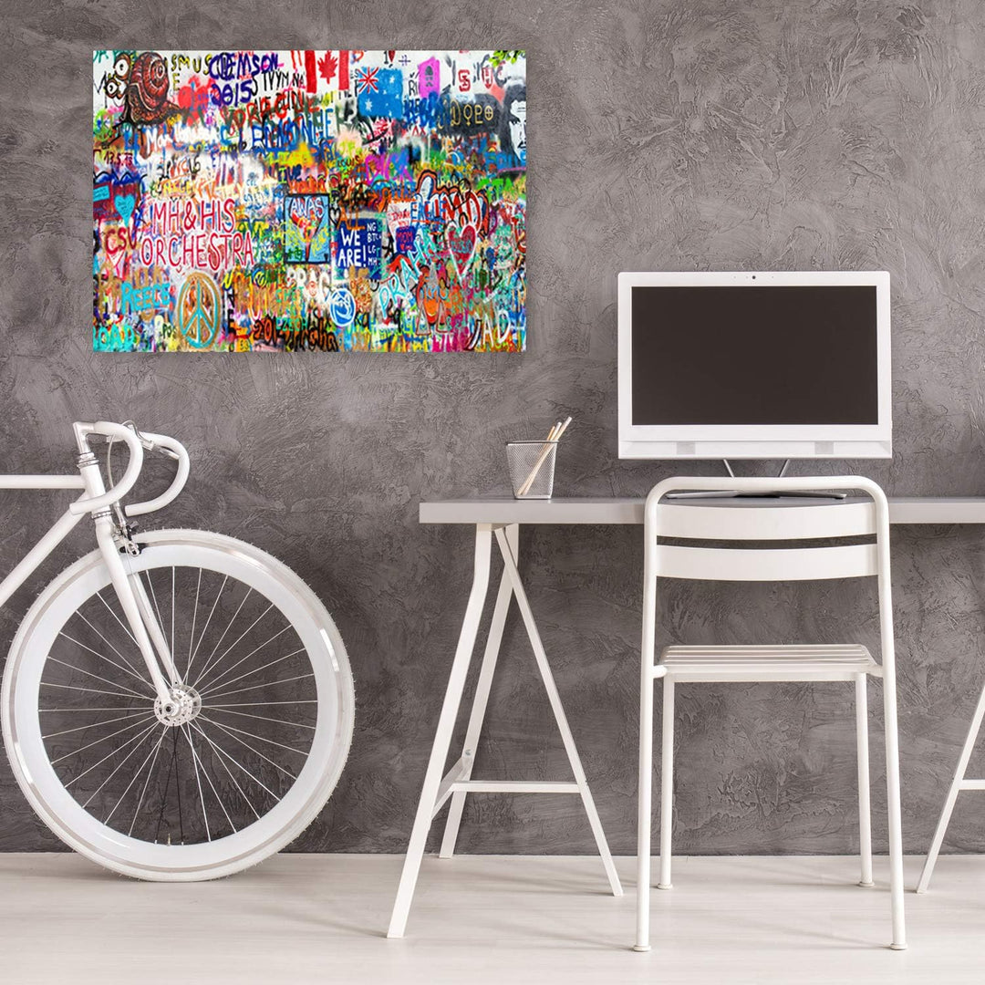 Feeby Bild auf Leinwand Graffiti Kunstdruck modern abstrakt mehrfarbig 80x60 cm M14504 80x60 cm, M14