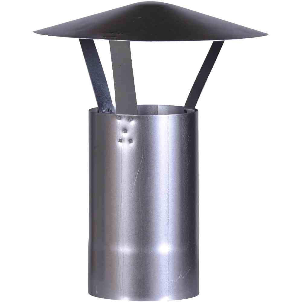 FIREFIX A120/RH Regenhut (verzinkt), Höhe 420 mm, ø 120 mm - für 0,6 mm Starke Ofenrohre, Silber
