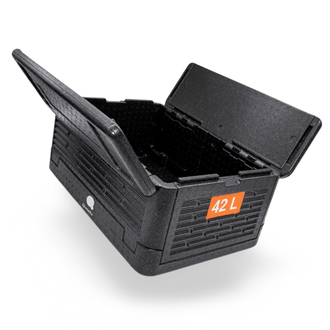 Thermobox gross faltbar schwarz zum Warmhalten und Kühlen - 42 L - Essen Warmhaltebox klappbar 60 x