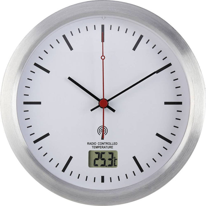 Renkforce E1003R Funk Wanduhr 17 cm x 6 cm Silber Badezimmer-/Feuchtraum geeignet
