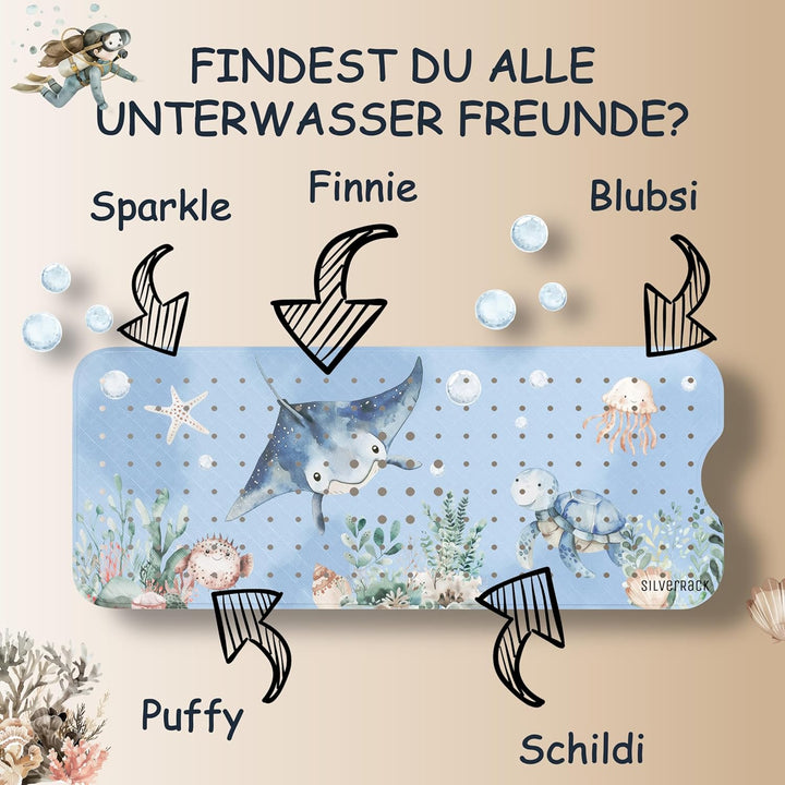 Badewannenmatte Kinder rutschfest [100x40cm] - Antirutschmatte Badewanne BPA frei - Badematte Kinder