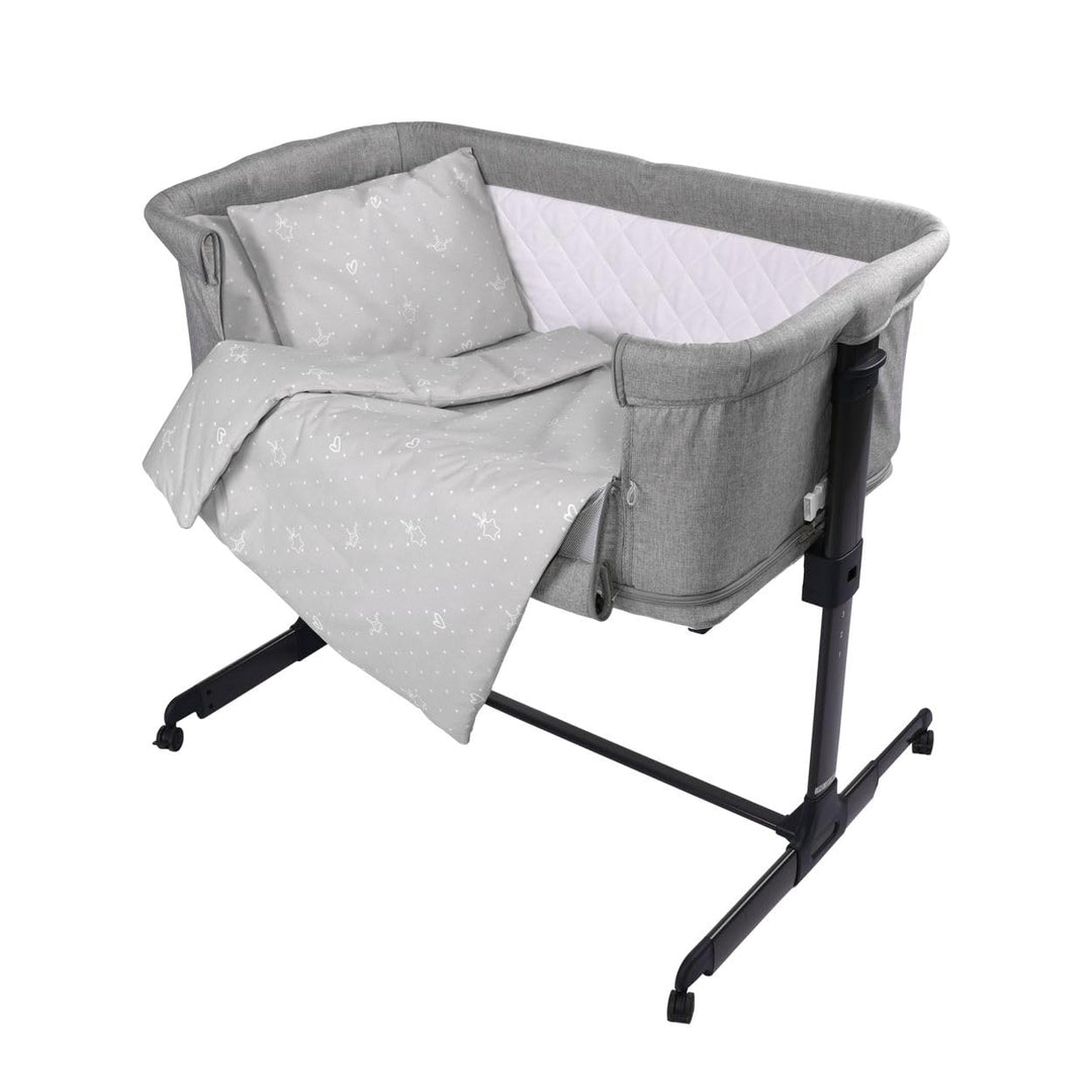 Lorelli Babybettwäsche-Set Eva 5-tlg Decke 75 x 75 cm, Kissen 29 x 42 cm, Bezüge, Farbe:hellgrau, He