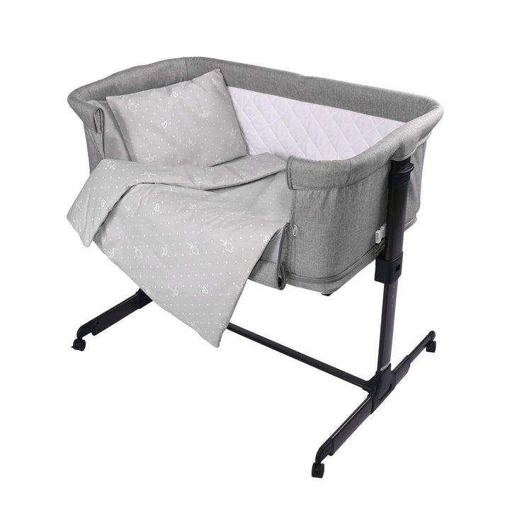 Lorelli Babybettwäsche-Set Eva 5-tlg Decke 75 x 75 cm, Kissen 29 x 42 cm, Bezüge, Farbe:hellgrau, He