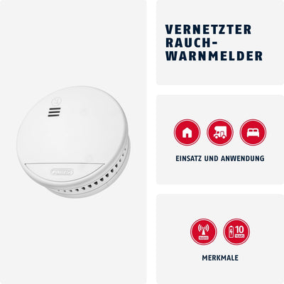 ABUS Funk-Rauchmelder RWM165 - mit 10-Jahres-Batterie - 12 Melder vernetzbar - Q-Label & DIN EN14604