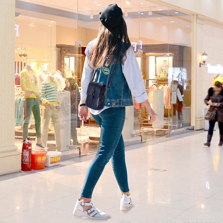 HAWEE Mode Damen Handytasche mit Riemen Echtes Leder Crossbody Handy Umhängetasche Leicht Damen Schu