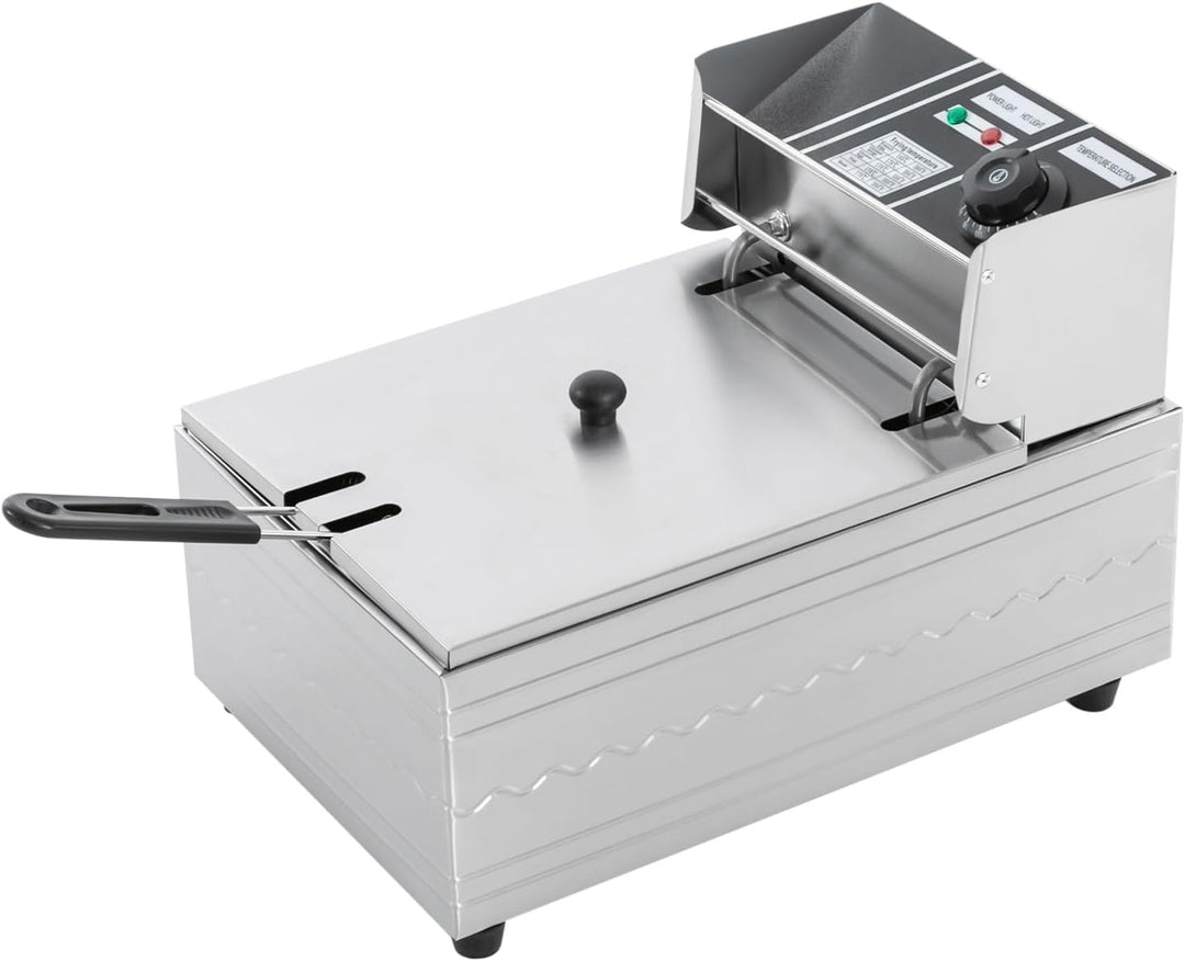Qussse 2500W Professional Elektrische Fritteuse, Profi Kche Kaltzonen Fritteuse mit Edelstahlkorb Öl