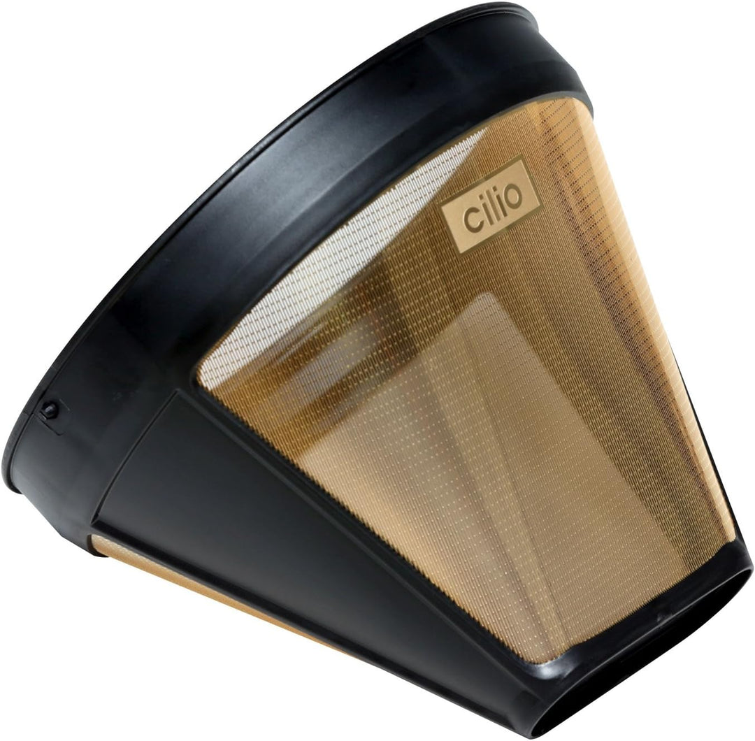 Cilio 0000116007 Kaffeefilter Grösse 4, Edelstahl, Silber, 10,4 x 12,4 x 13,2 cm, Gold, 37, 40171661