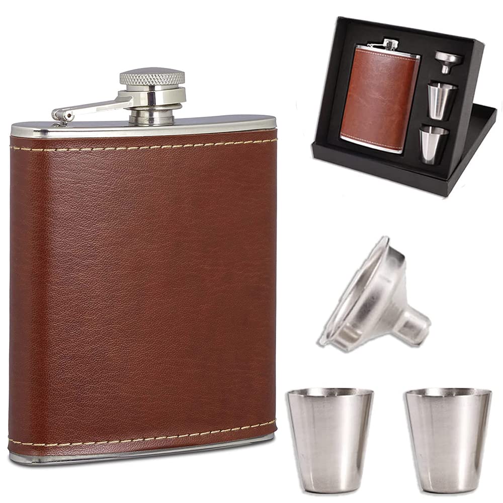 Flachmann, Tragbarer Flachmann aus Metall, 8oz Edelstahl Schnapsflasche, Outdoor Flachmann Trinkbech