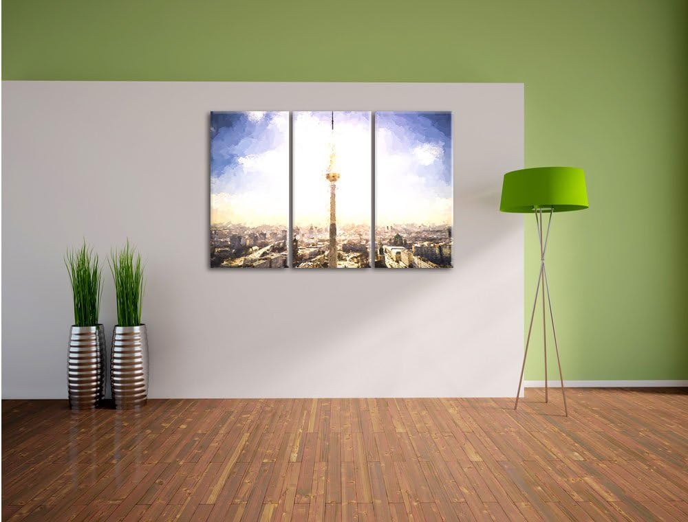 Pixxprint Berliner Fernsehturm als Leinwandbild/Grösse: 3 Teilig (120x80) cm/Wandbild/Kunstdruck/fer
