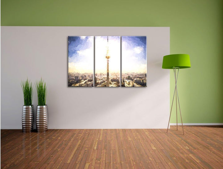 Pixxprint Berliner Fernsehturm als Leinwandbild/Grösse: 3 Teilig (120x80) cm/Wandbild/Kunstdruck/fer
