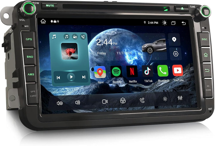 Erisin Android 10.0 Autoradio mit Navi GPS DVD Player für VW Golf 5/6 Polo Passat Tiguan Touran Cadd