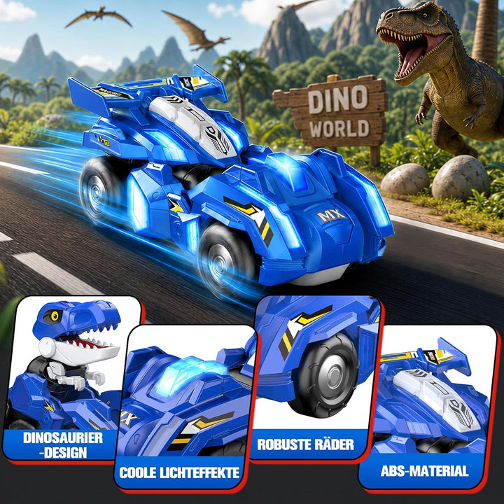 Dinosaurier Ferngesteuertes Auto, Transform Spielzeug Geschenke Junge 4-12 Blau, Blau