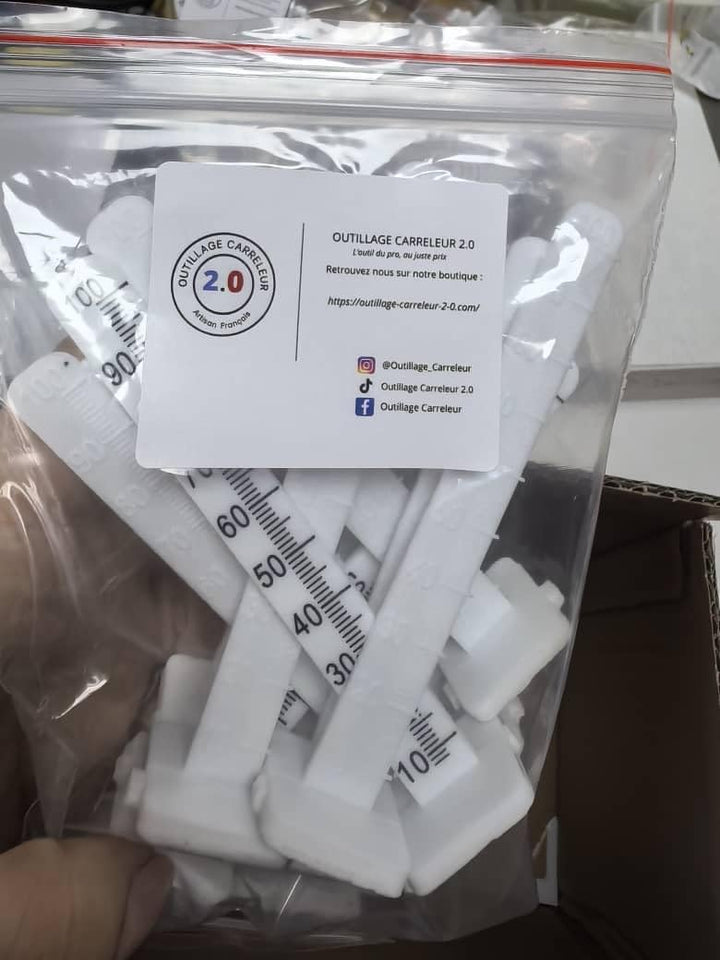Nivellierlehre 0 - 100 mm für Fluid- und selbstnivellierenden Estrich, Packung mit 50 Stück mit Skal