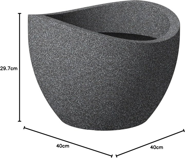Scheurich Wave Globe, Pflanzgefäss aus Kunststoff, Schwarz-Granit, 40 cm Durchmesser, 22,2 cm hoch,