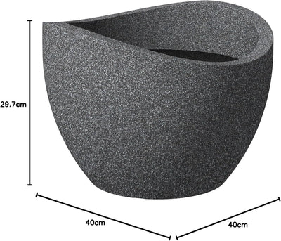 Scheurich Wave Globe, Pflanzgefäss aus Kunststoff, Schwarz-Granit, 40 cm Durchmesser, 22,2 cm hoch,