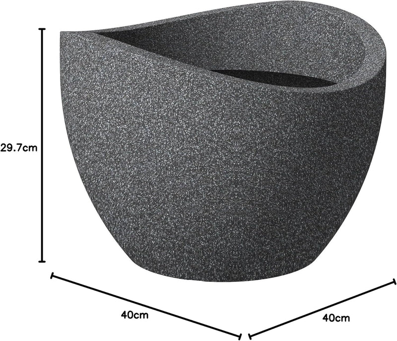 Scheurich Wave Globe, Pflanzgefäss aus Kunststoff, Schwarz-Granit, 40 cm Durchmesser, 22,2 cm hoch,