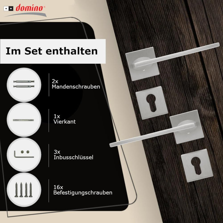domino Türgriff DIANA-QR M4 PZ-Profilzylinder Drückergarnitur für Zimmertüren Türdrücker-Set Rosette