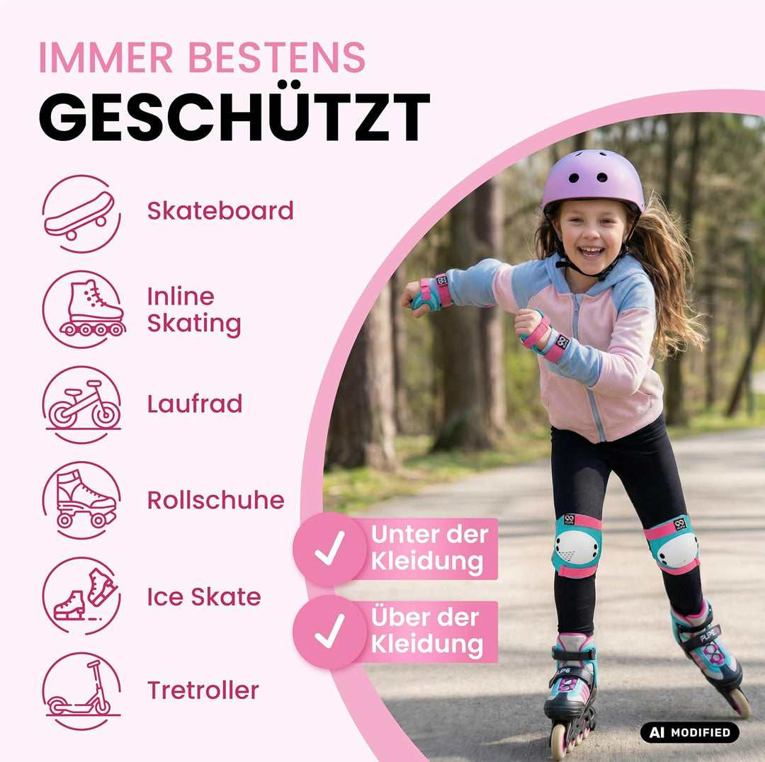 99FLIPS Schützer Inliner Kinder Set 3-12 Jahre [6er Set] mit Knieschoner, Ellenbogenschoner und Hand