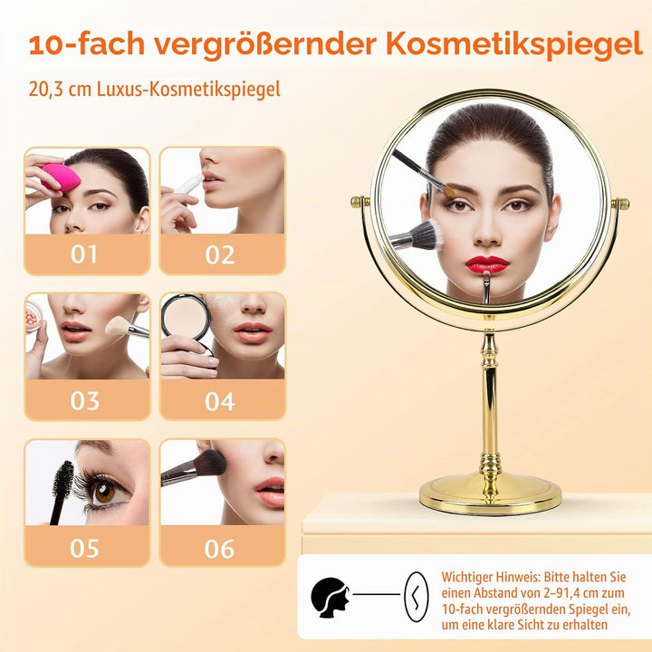 Ohotecy Kosmetikspiegel 8 Zoll Makeup Spiegel 10X &amp; 1X VergrösserungTischspiegel, Doppelseitiger Ver
