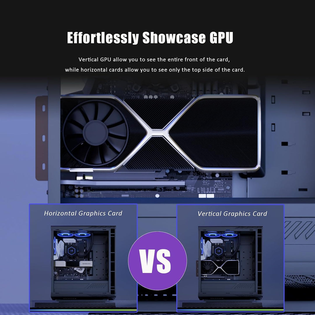 GLOTRENDS 3-Slot GPU Halterung mit 150mm PCIe 5.0 Riser Kabel für GPU Vertikalmontage, Kompatibel mi