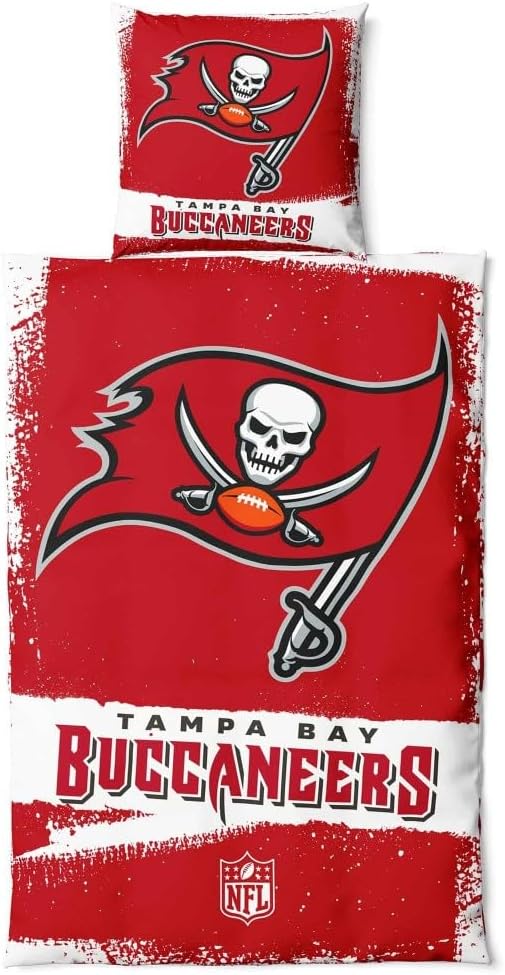 Tampa Bay Buccaneers NFL Bettwäsche Set ** Raw ** Baumwolle, Reissverschluss, 135x200 cm Bettdeckenb