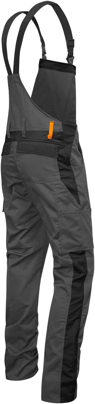 strongAnt Latzhose Herren Stretch Arbeitshose Arbeitslatzhose mit Kniepolstertaschen Schwarz Grau We