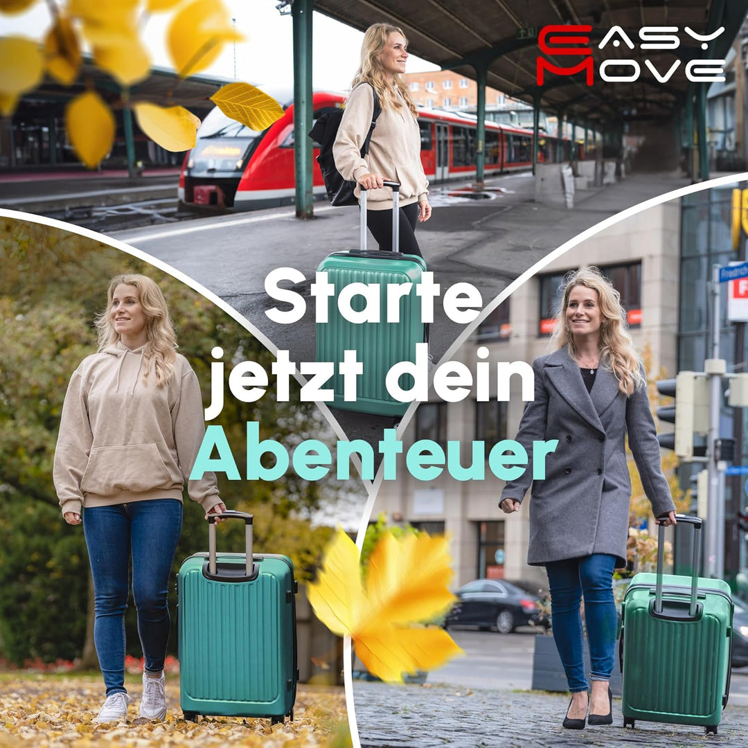 Easy Move Koffer Gross XL 74x50x35cm - Stabiler Hartschalenkoffer Reisekoffer mit 4 Rollen 360° leis