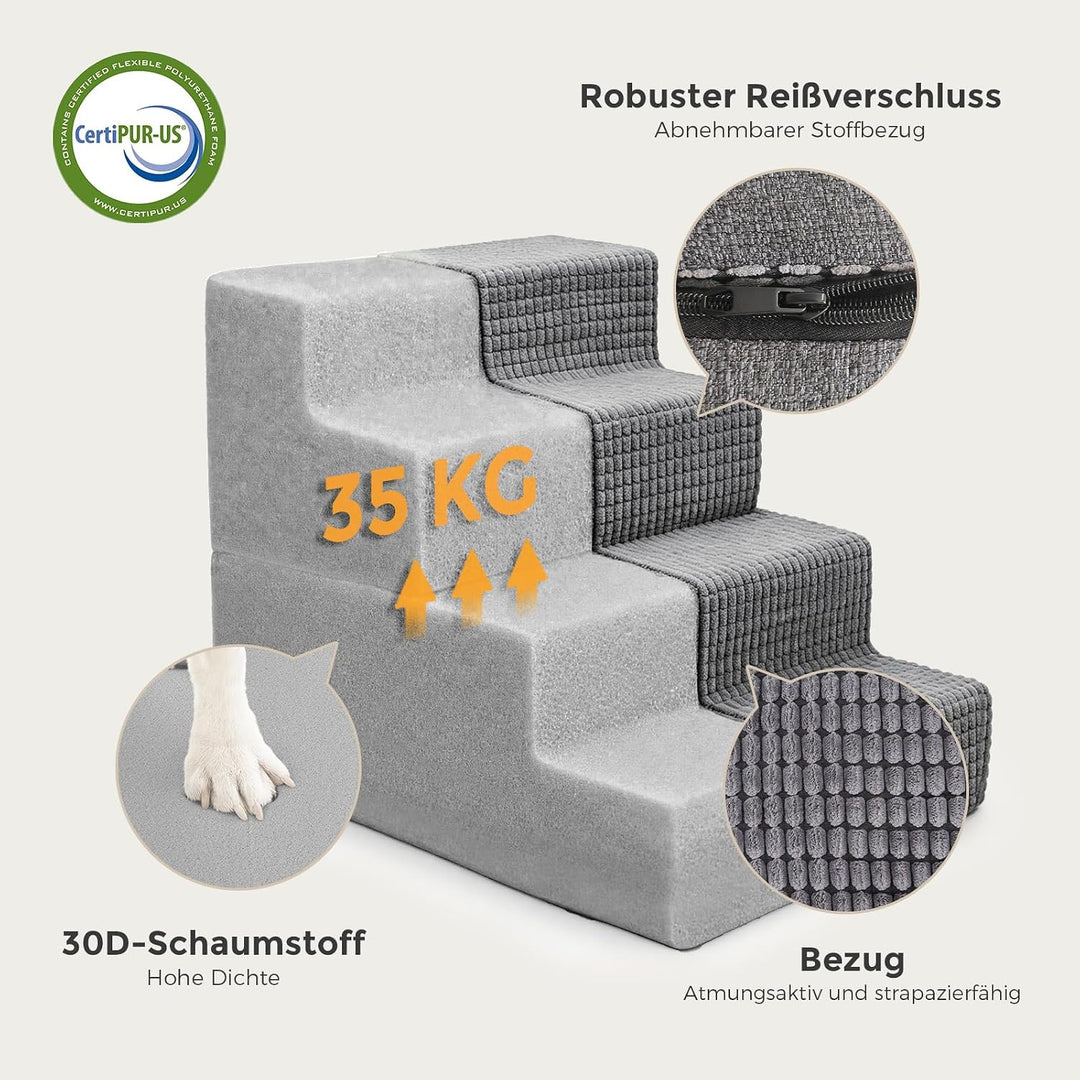 Sytopia Hundetreppe 4 Stufen, 45,7 cm hoch, bis 35 kg, Haustiertreppe für kleine/mittelgrosse Hunde