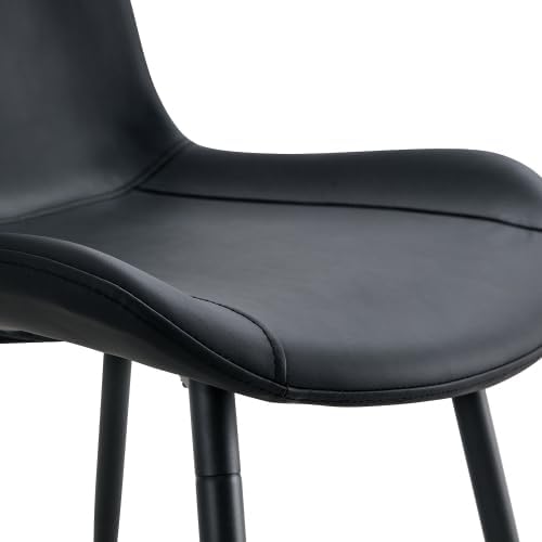Esszimmerstühle 4er Set Kunstleder schwarz – Polsterstuhl mit breiter Sitzfläche &amp; Rückenlehne, ergo