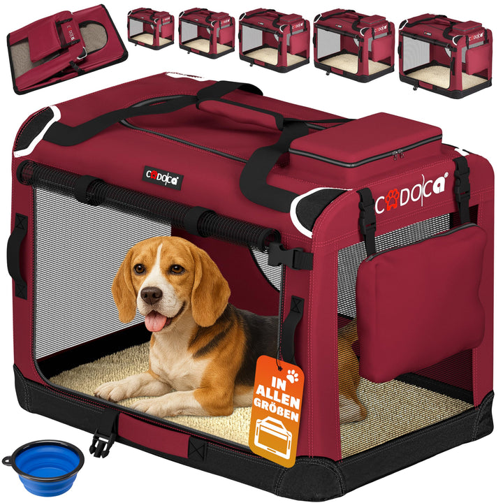 CADOCA® Hundebox faltbar Transportbox L 70x52x50cm robust atmungsaktiv Transporttasche Auto Rückbank