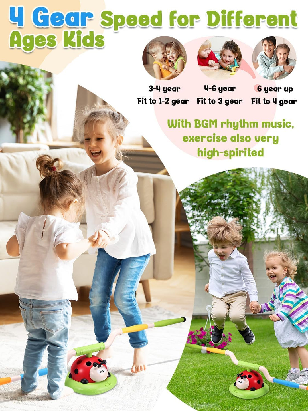 3 in 1 Spiele für Kinder, Raketen Spielzeug, Seilspringmaschine Kinder, Ringwurfspiel für Kinders, S